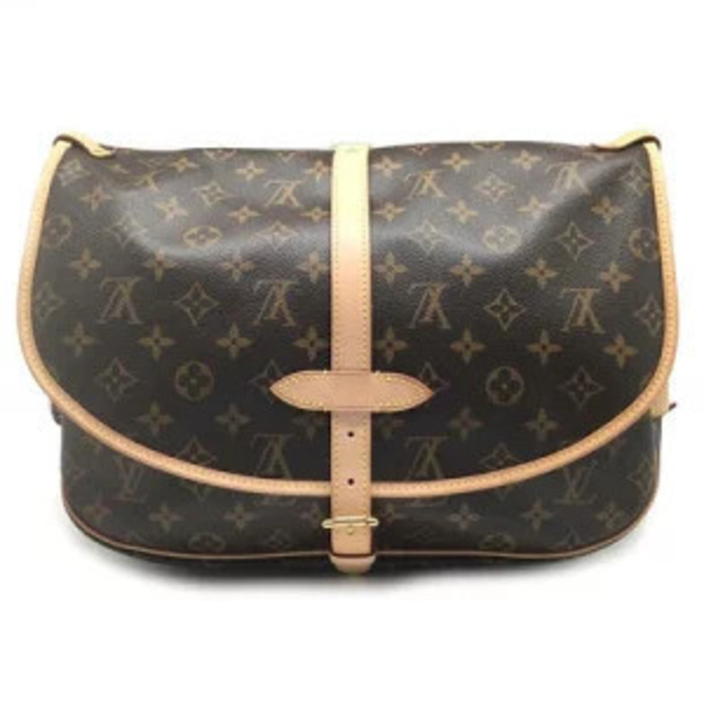 Louis Vuitton Canvas Bag Saumur Brown Monogram Shoulder